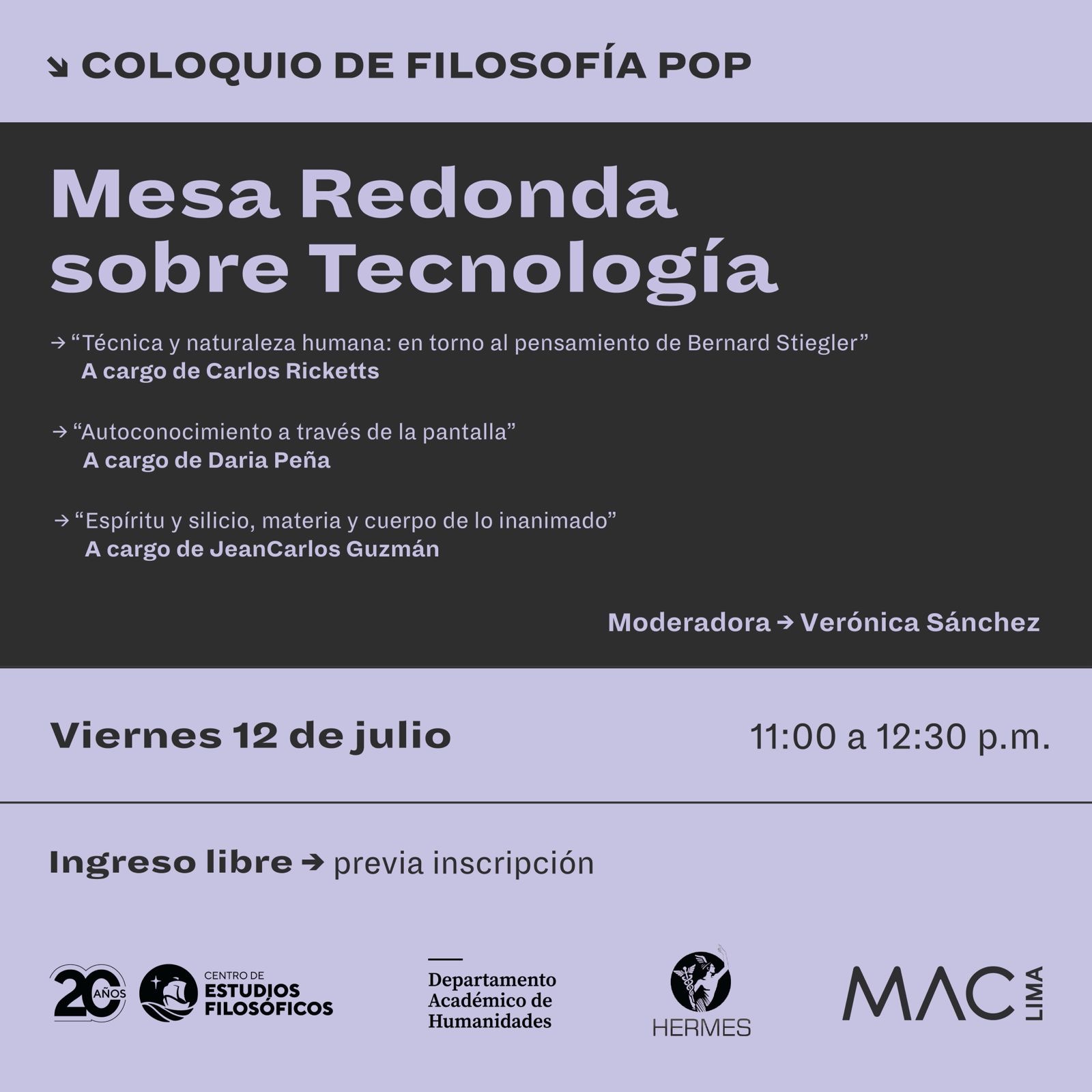 Coloquio de filosofía POP Mesa redonda sobre tecnología Centro de