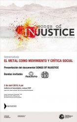 Proyección del documental SONGS OF INJUSTICE y conversatorio EL METAL COMO MOVIMIENTO Y CRÍTICA SOCIAL