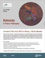 Koinonia in Plato´s Philosophy. International Plato Society Mid-Term Meeting