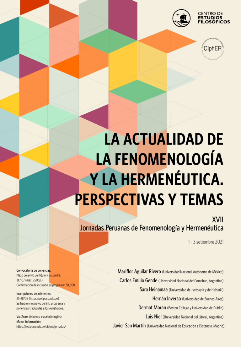 XVII Jornadas Peruanas de Fenomenología y Hermenéutica. “La actualidad de la fenomenología y la hermenéutica. Perspectivas y Temas”
