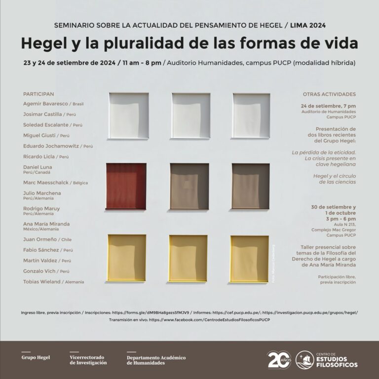 Seminario sobre la actualidad del pensamiento de Hegel: “Hegel y la pluralidad de las formas de vida”