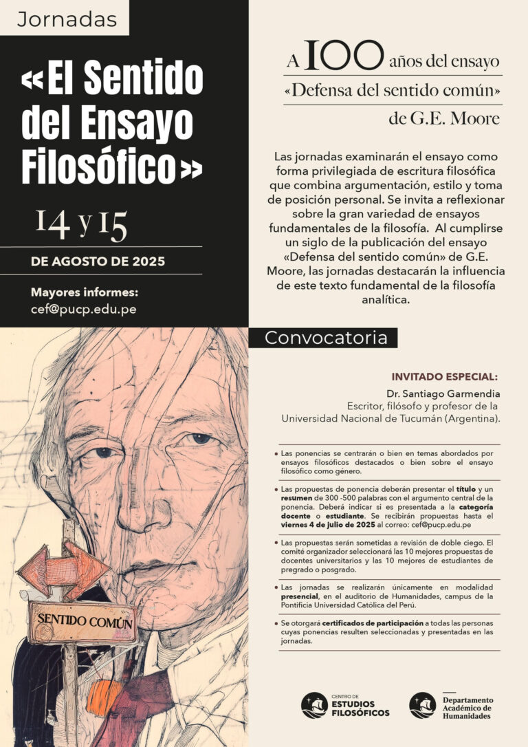 Jornadas «El sentido del ensayo filosófico» A 100 años del ensayo «Defensa del sentido común» de G.E. Moore