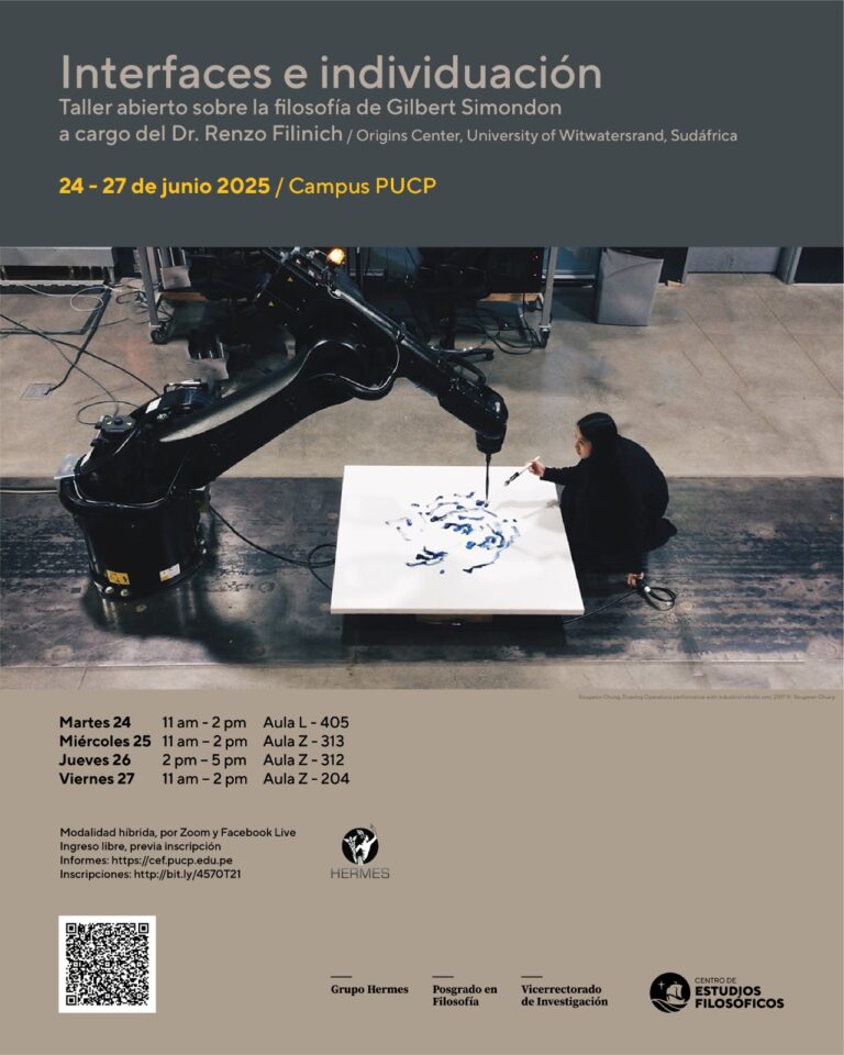 Interfaces e individuación: Taller abierto sobre la filosofía de Gilbert Simondon a cargo del Dr. Renzo Filinich (University of Witwatersrand, Sudáfrica)