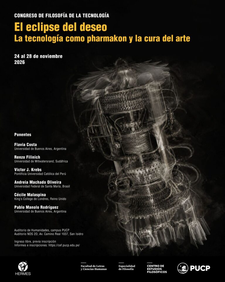 Congreso de filosofía de la tecnología: El eclipse del deseo: la tecnología como pharmakon y la cura del arte